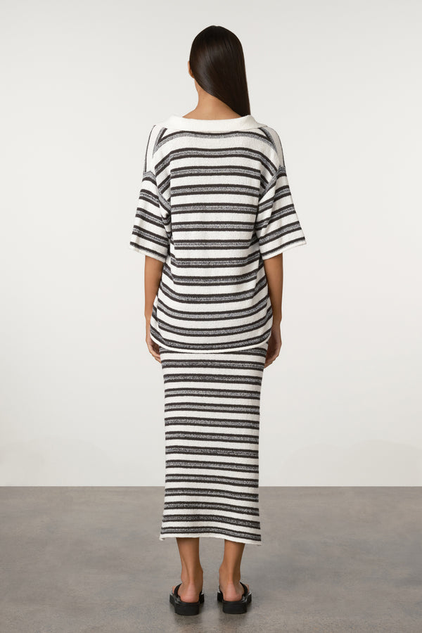 Marle Stripe Textured Knit Shirt