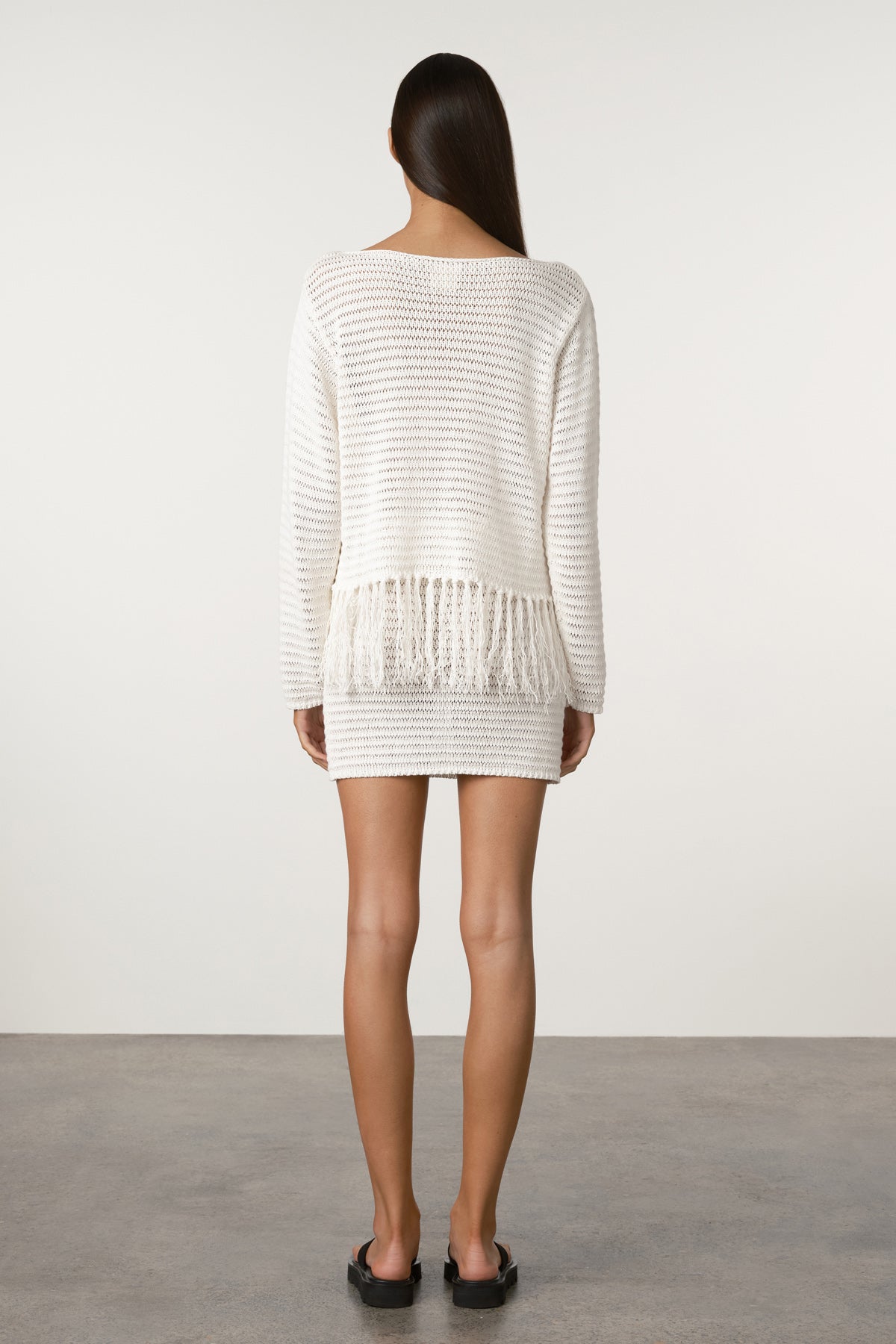 Crochet Knit Mini Skirt - White
