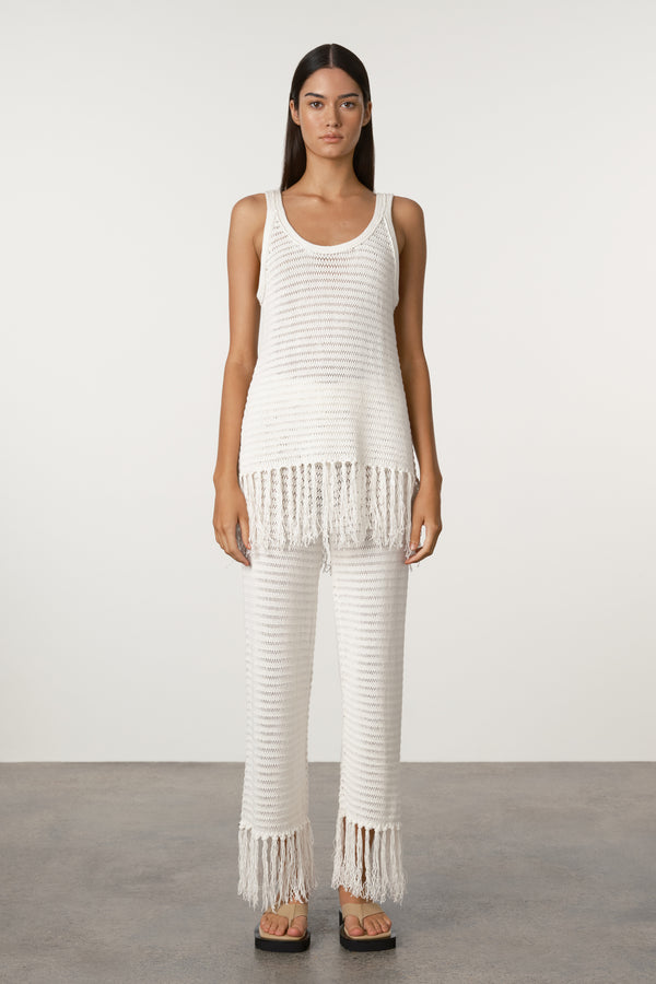 White Crochet Knit Tank