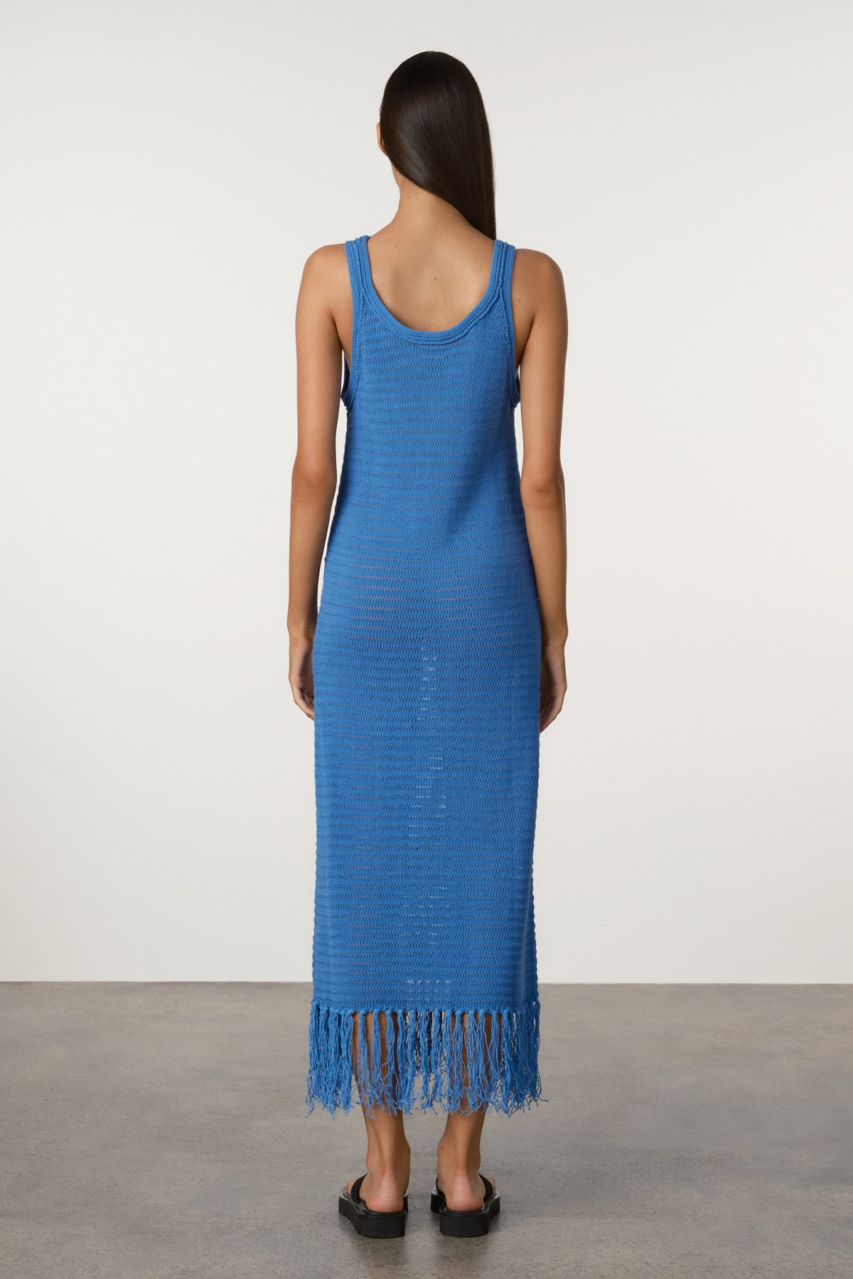 Crochet Knit Dress - Bright Blue
