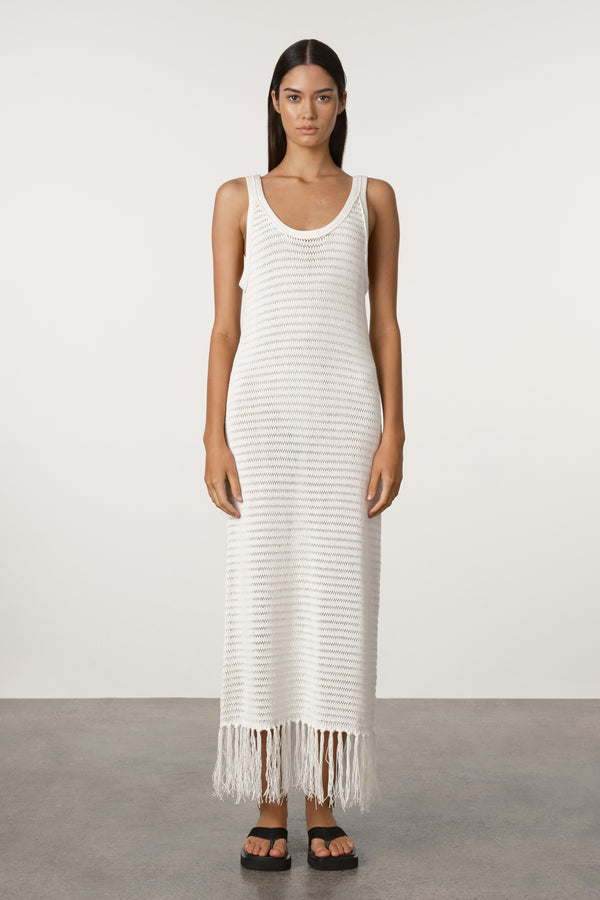 Crochet Knit Dress - White