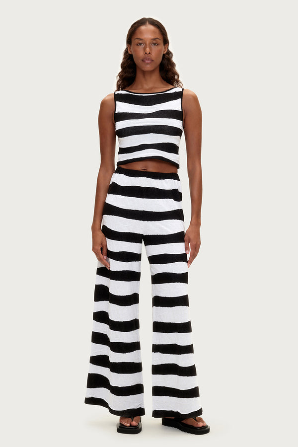 Textured Knit Tank - Black Stripe