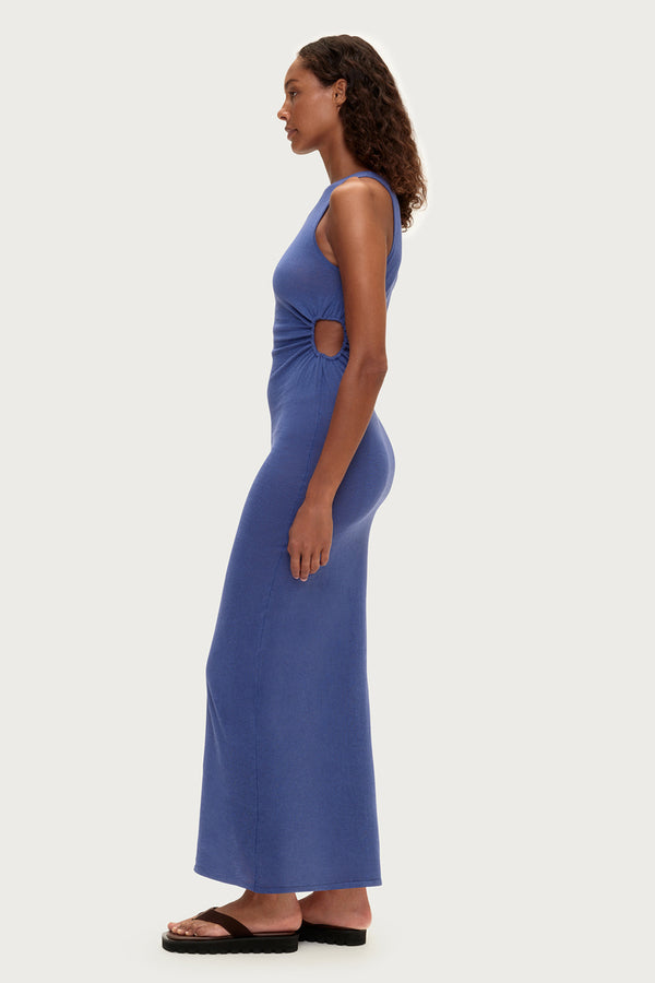 Cut Out Knit Dress - Blue