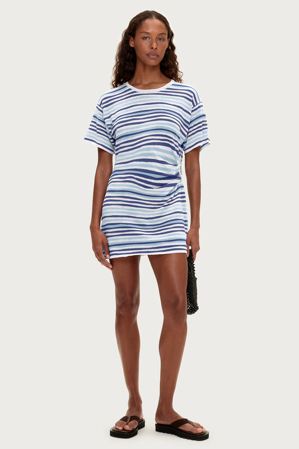 T-Shirt Knit Dress - Blue Stripe