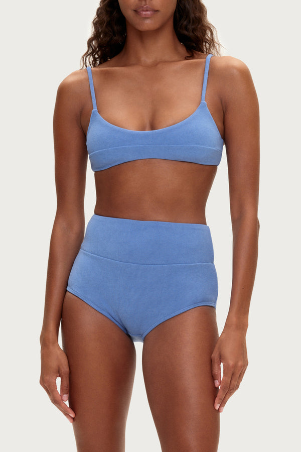 Towelling Bralette Top - Blue