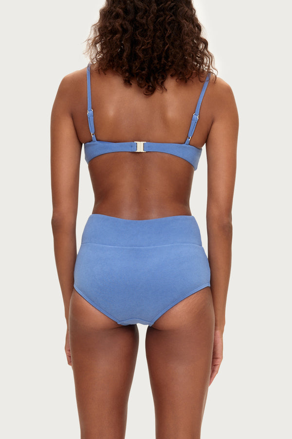 Towelling Bralette Top - Blue