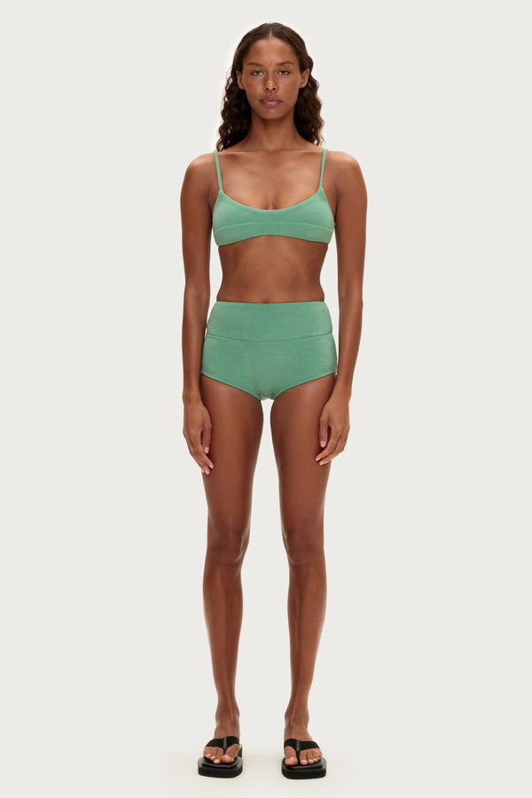 Towelling Bralette Top - Green