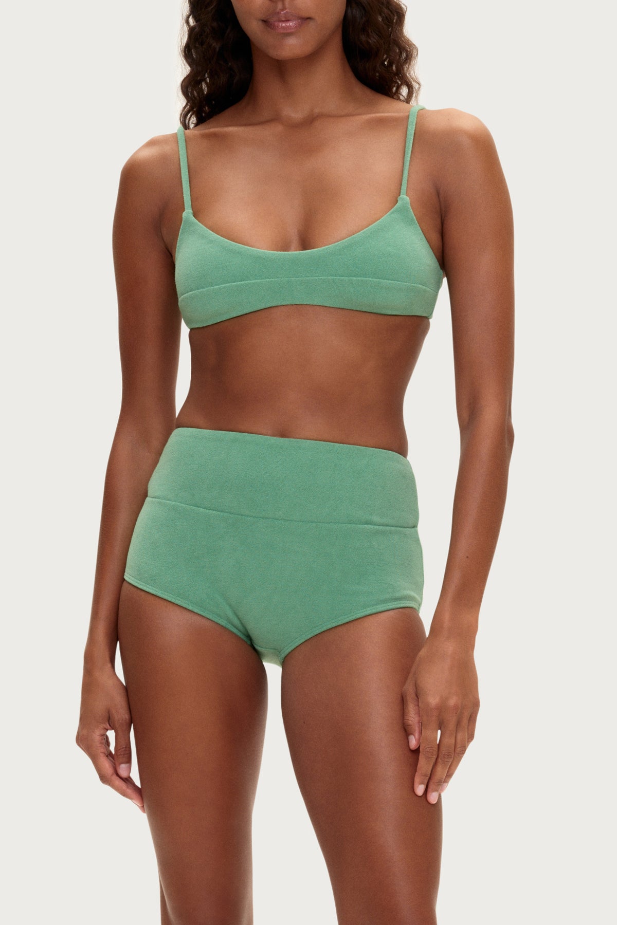Towelling Bralette Top - Green