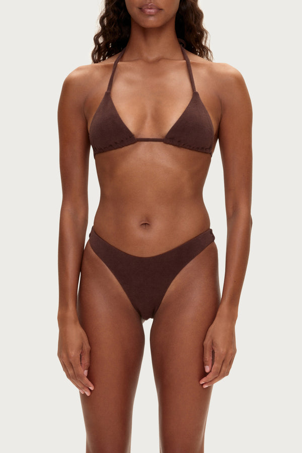 Towelling Triangle Top - Chocolate