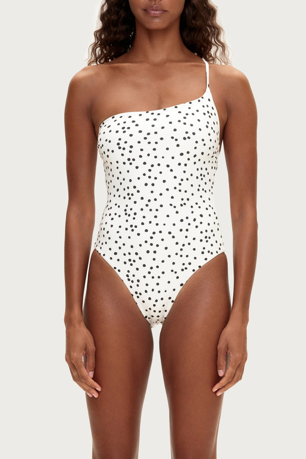 One Shoulder One Piece - Black Spot