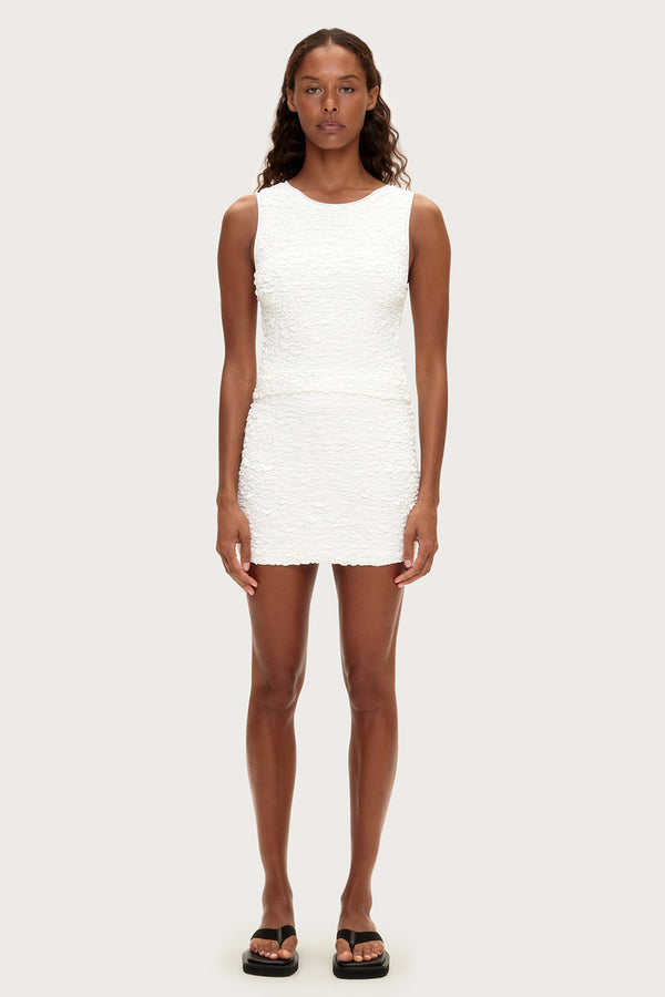 Crinkle Knit Tank - White