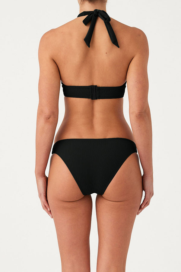 Signature Stripe Halter Top - Black