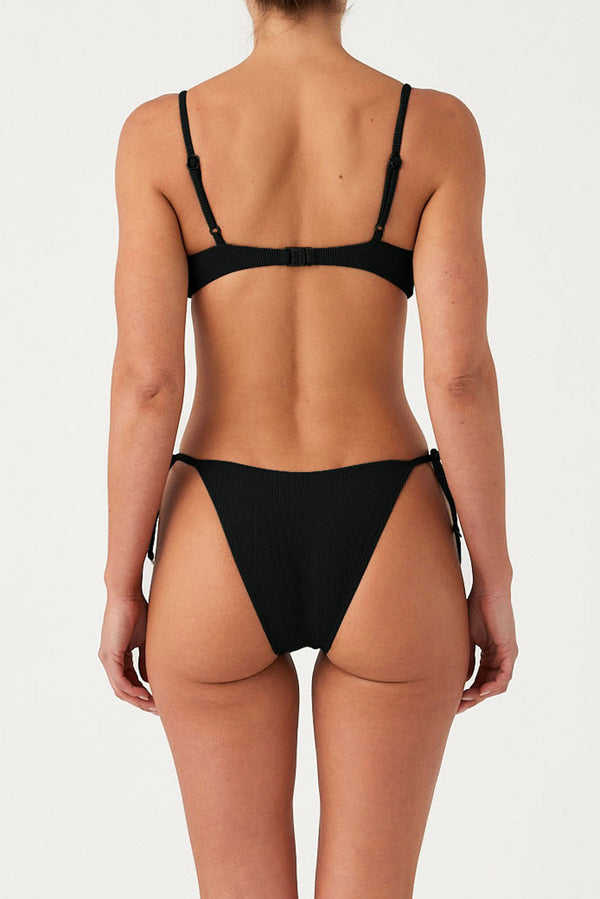 Signature Stripe Minimal Bralette Top - Black