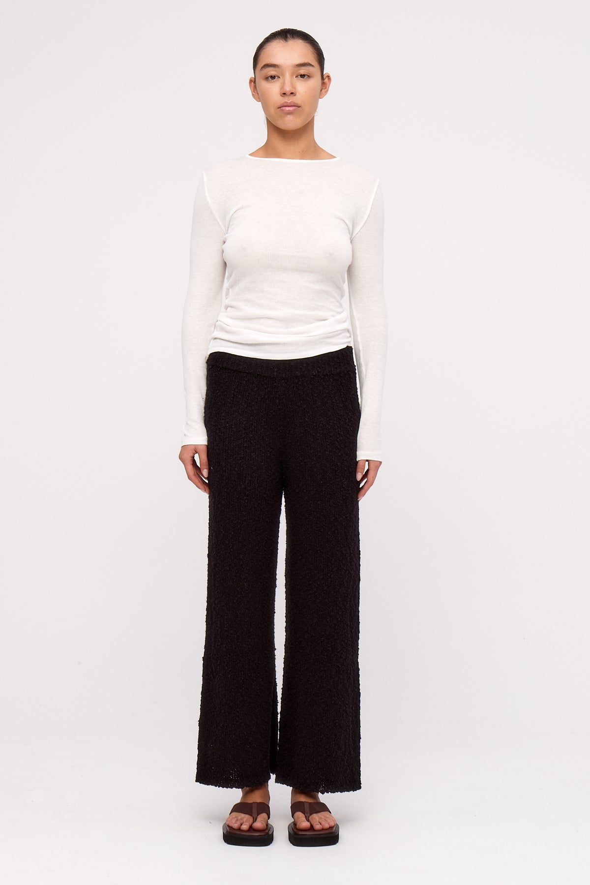 Black Boucle Knit Pant