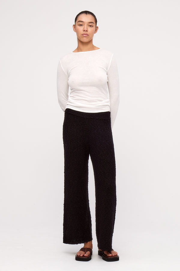 Black Boucle Knit Pant