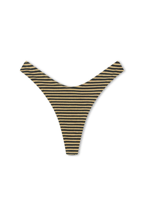 Towelling Thong Brief - Black Stripe