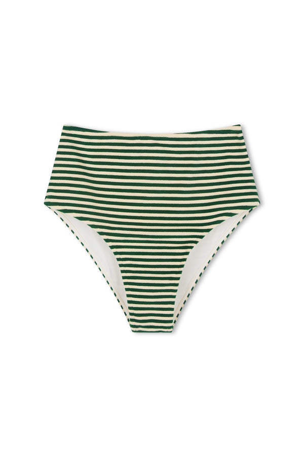 Towelling Full Brief - Green Stripe