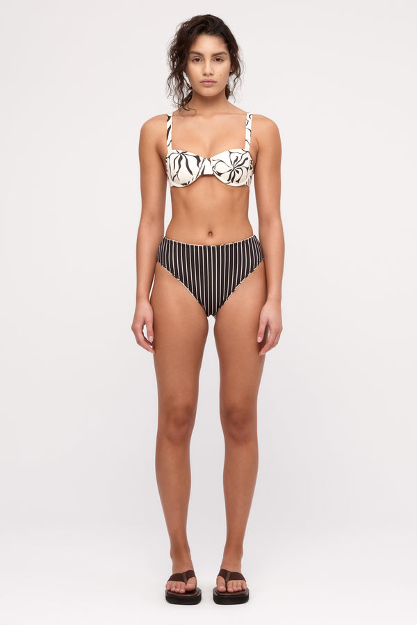 Reversible Waisted Full Brief - Cream Flower