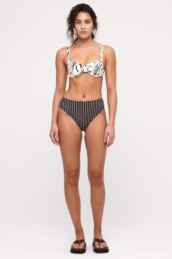 Reversible Waisted Full Brief - Cream Flower