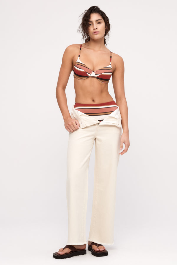 Balconette Bra Cup Top - Earth Stripe