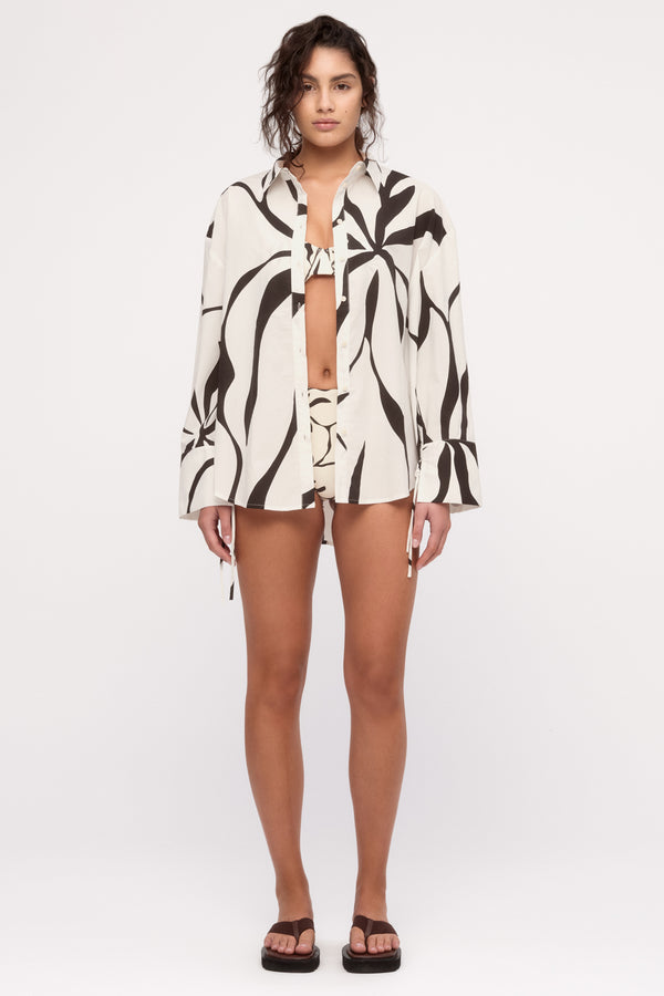 Cotton Shirt - Cream Flower