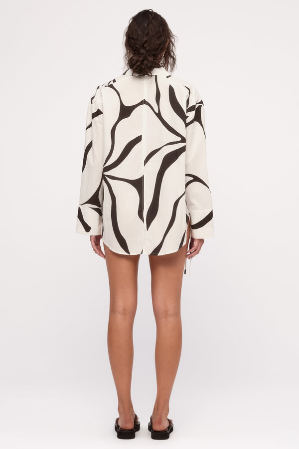 Cotton Shirt - Cream Flower