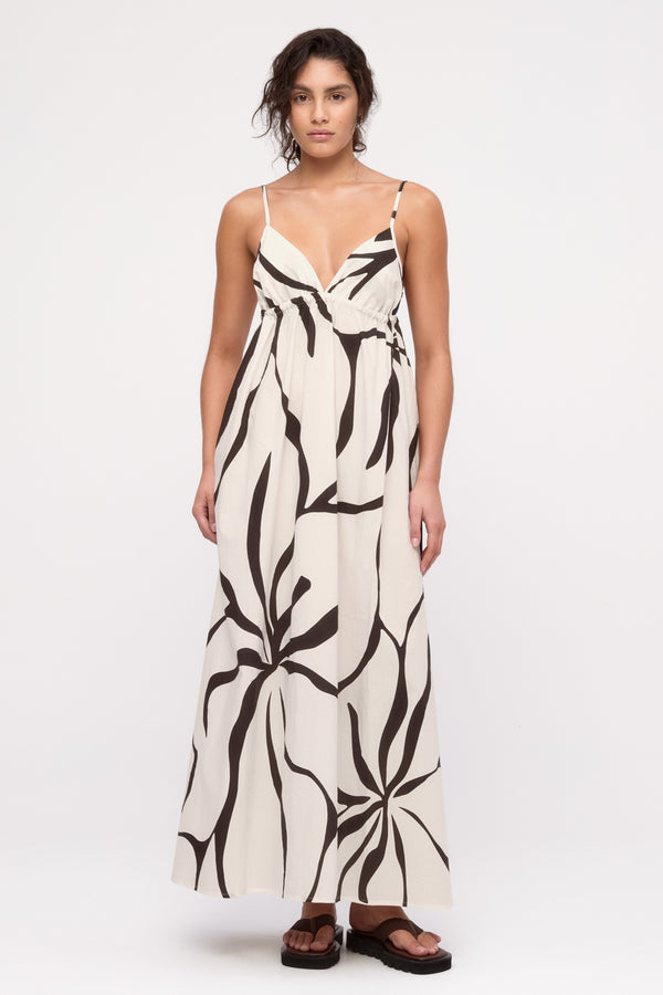 Cotton Dress - Cream Flower