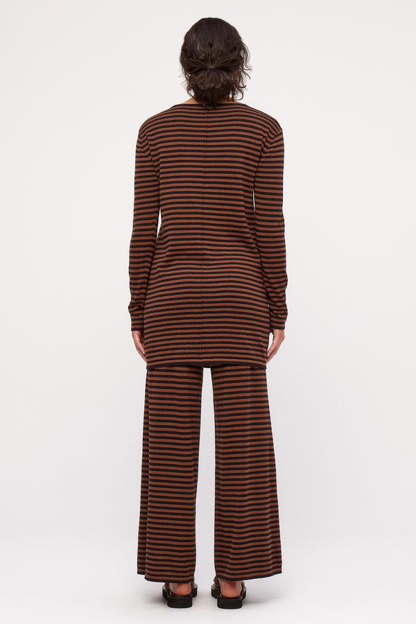 Knit Mini Dress - Brown Stripe