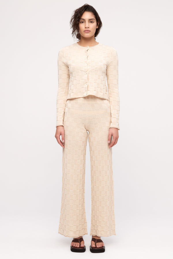 Basketweave Knit Pant - Natural