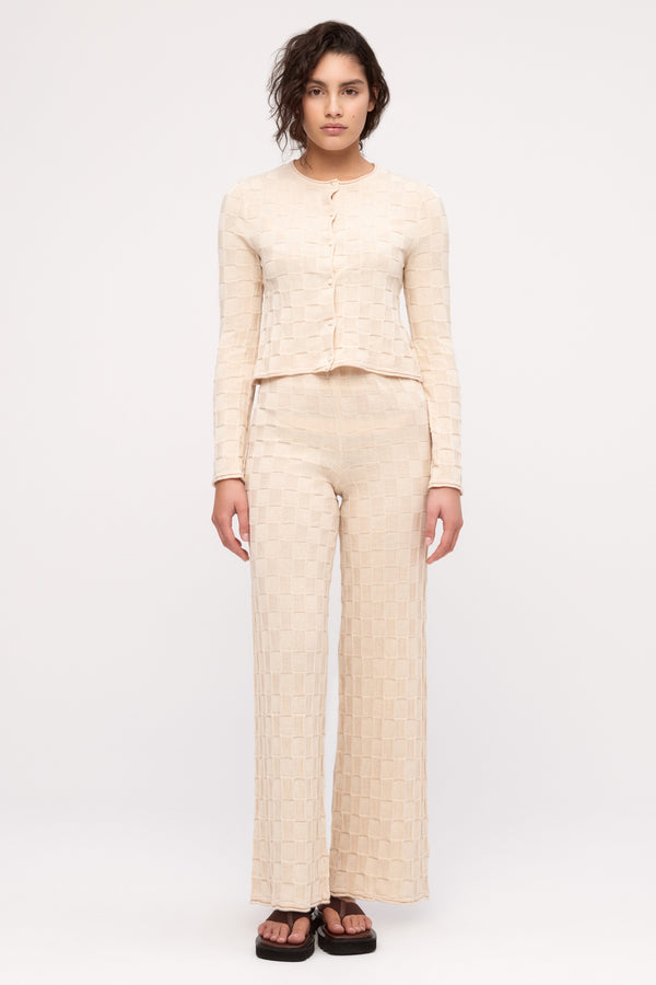Basketweave Knit Pant - Natural
