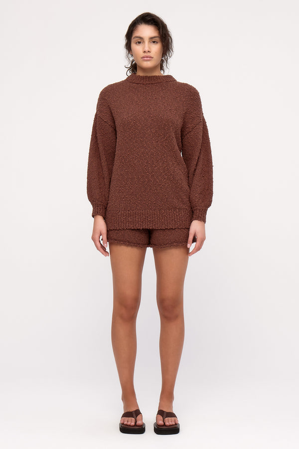 Boucle Knit Short - Carob