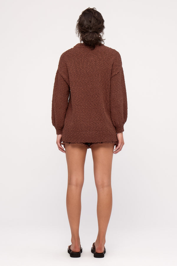 Boucle Knit Short - Carob