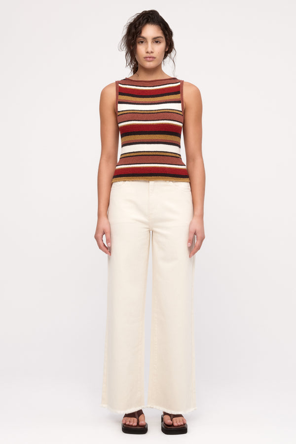 Textured Knit Tank - Earth Stripe