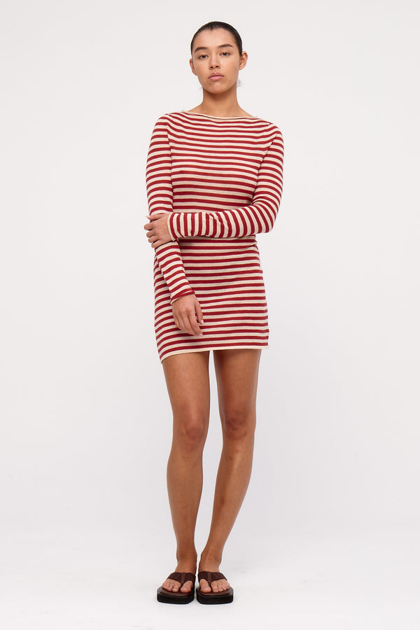 Knit Mini Dress - Red Stripe