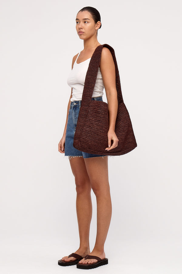 Raffia Tote Bag - Walnut