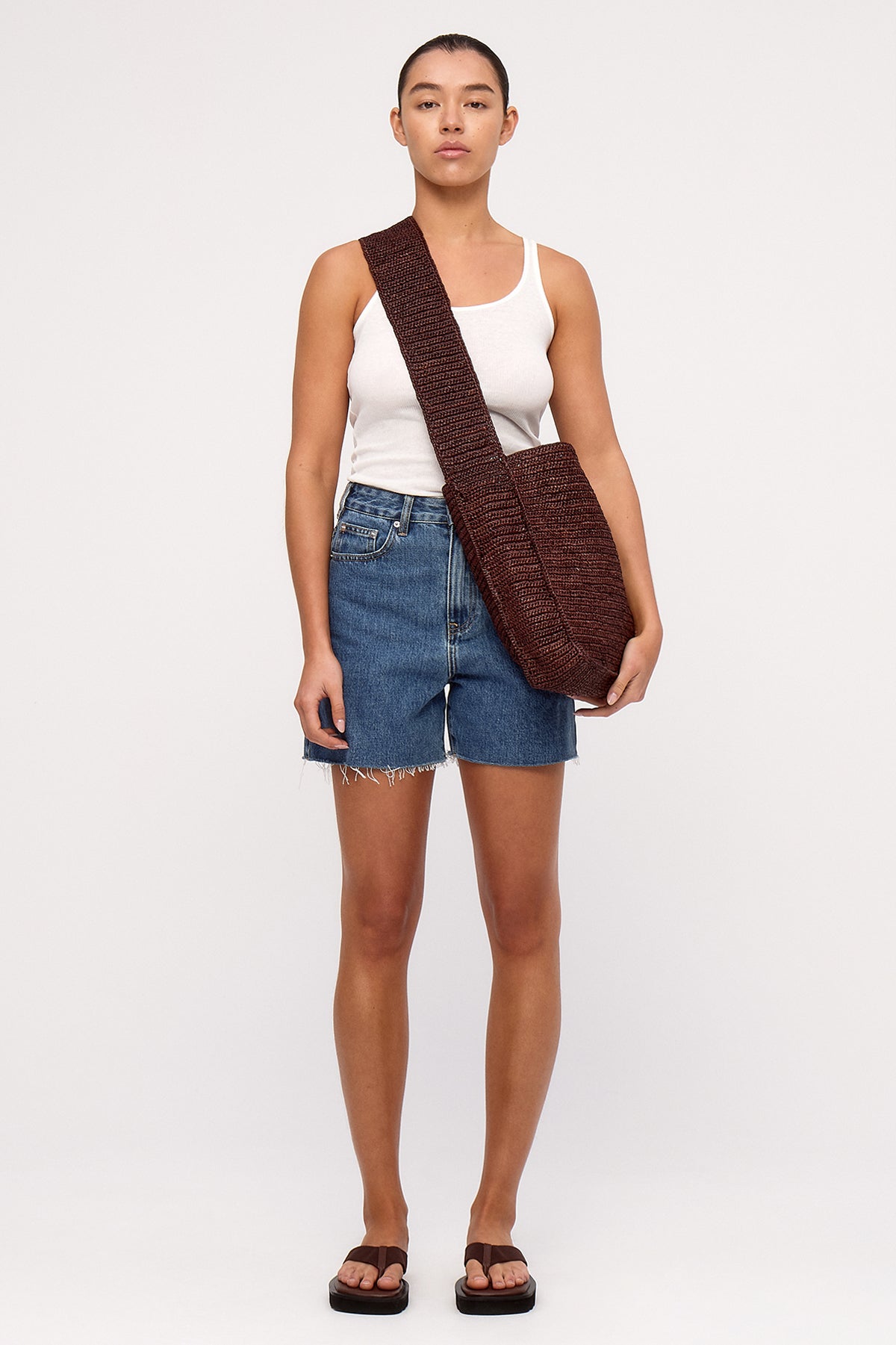 Raffia Tote Bag - Walnut