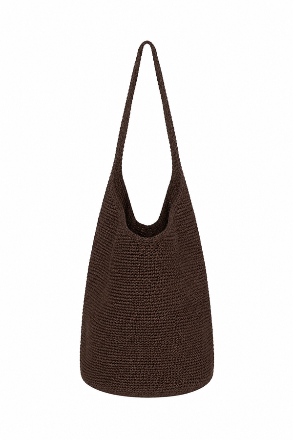 Raffia Bucket Bag - Walnut
