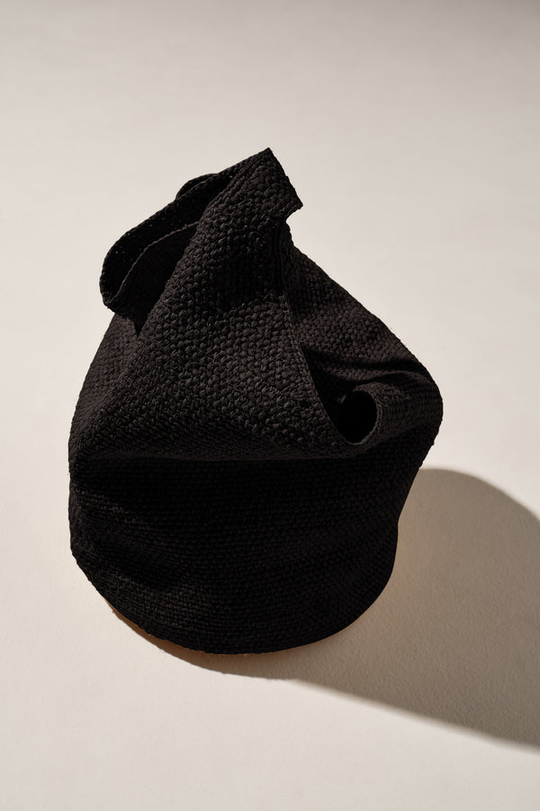 Raffia Bucket Bag - Black