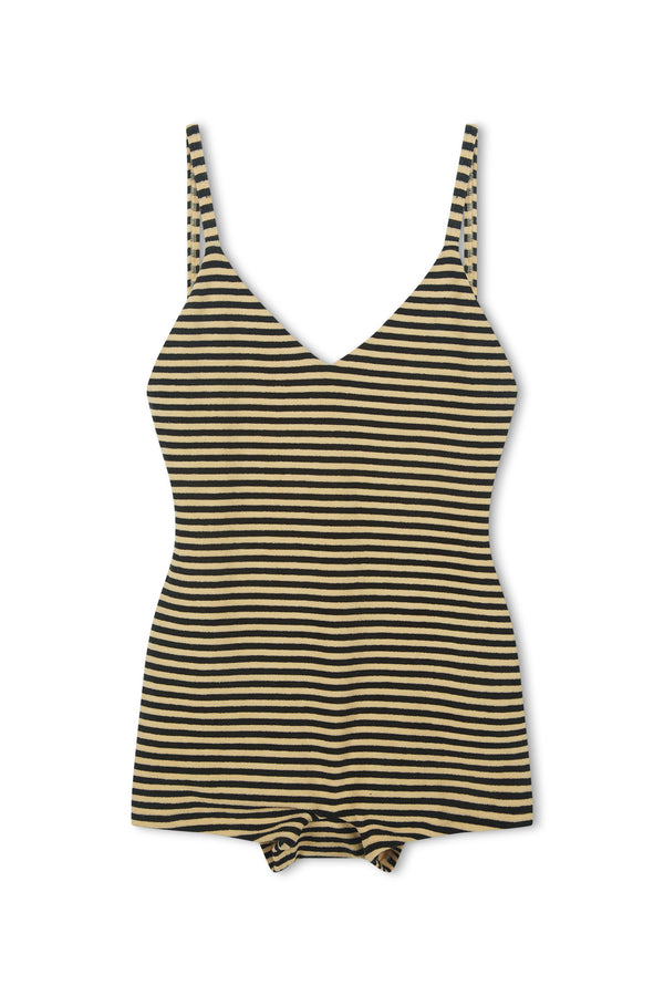 Towelling Bodysuit - Black Stripe