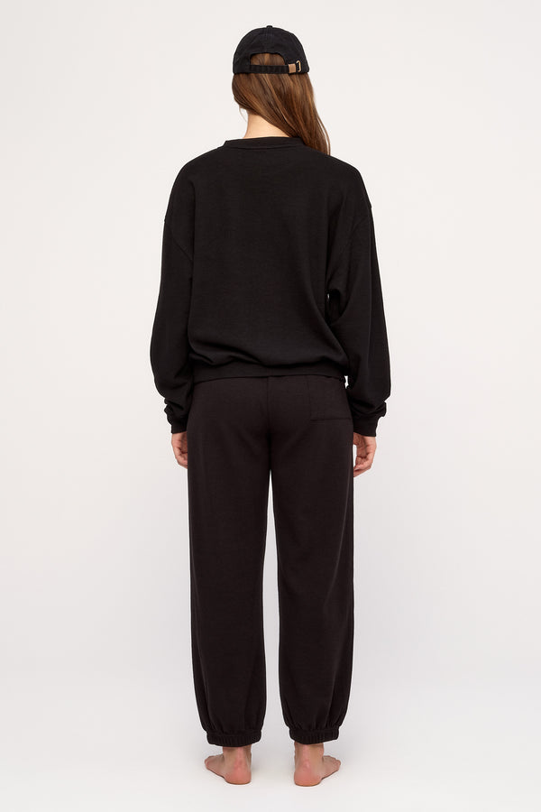 Textured Sport Sweat Pant - Black Waffle