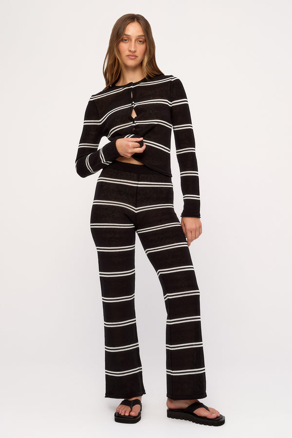Textured Knit Cardigan - Black Stripe