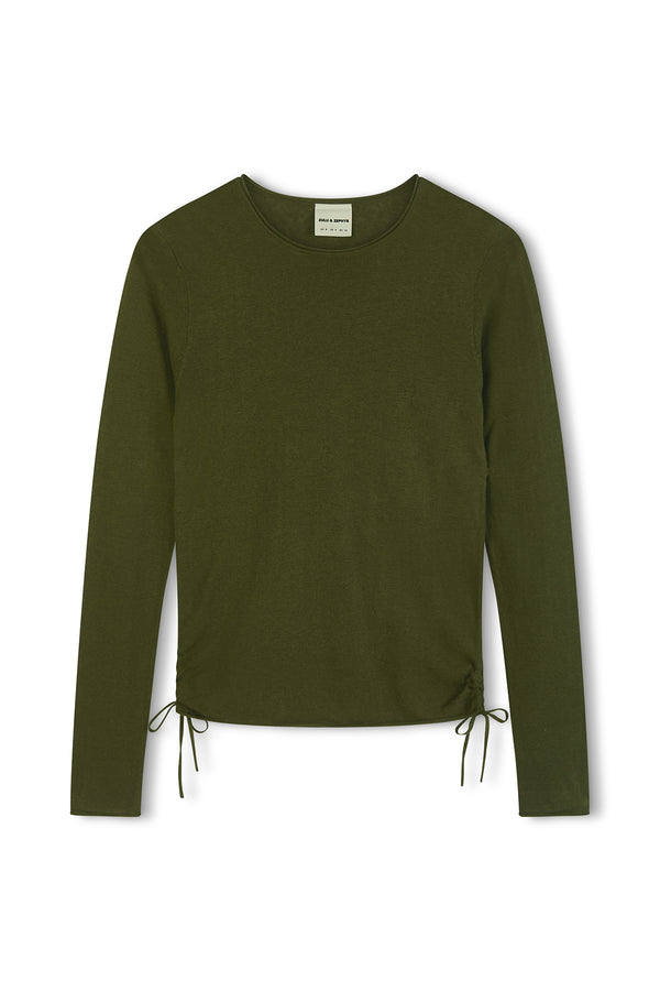 Linen Cotton Knit Top - Khaki