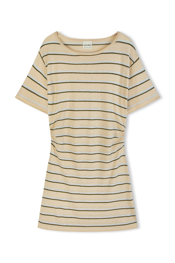 Linen Cotton Mini Dress - Husk Stripe