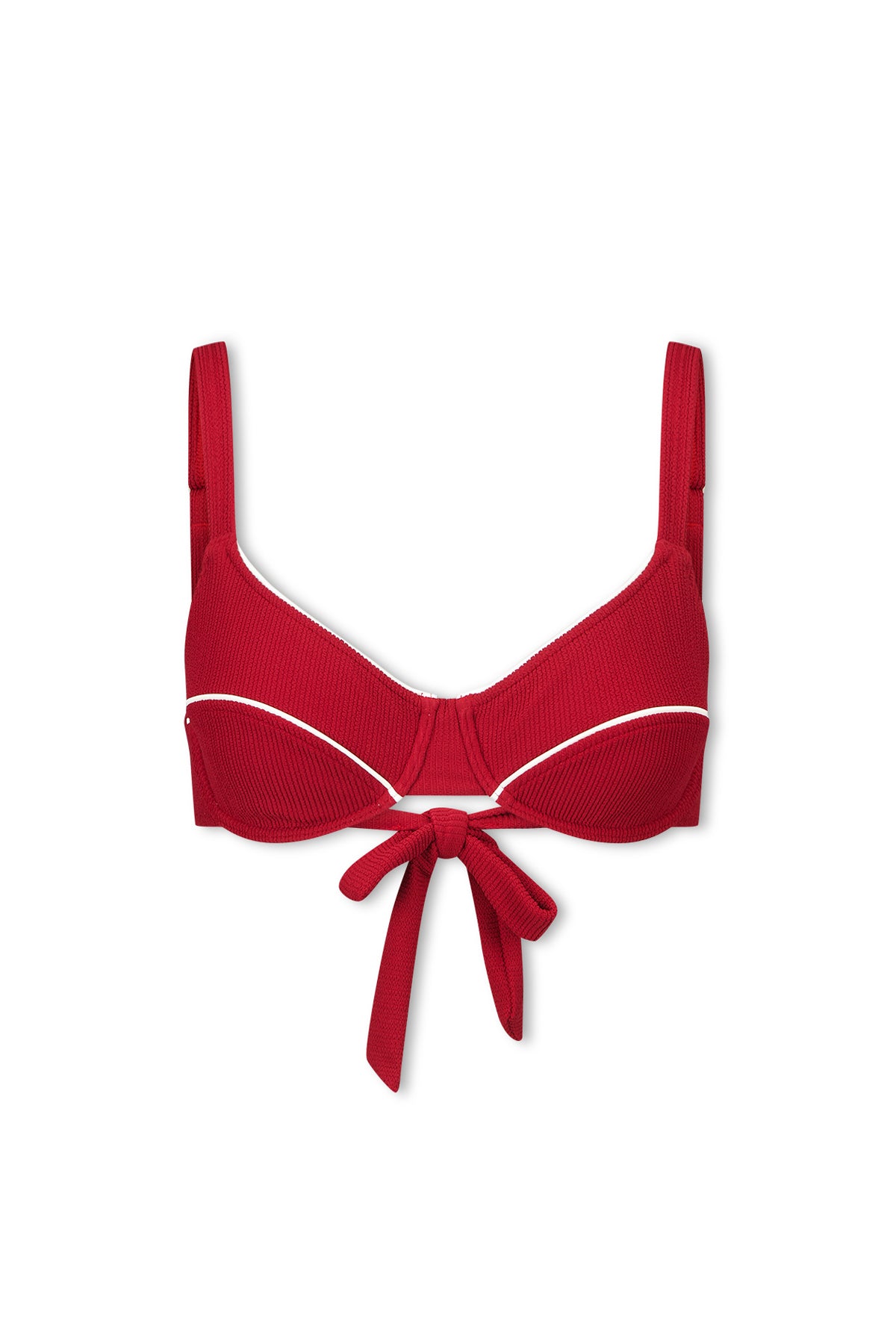 Crinkle Adjustable Bra Cup Top - Cherry Red
