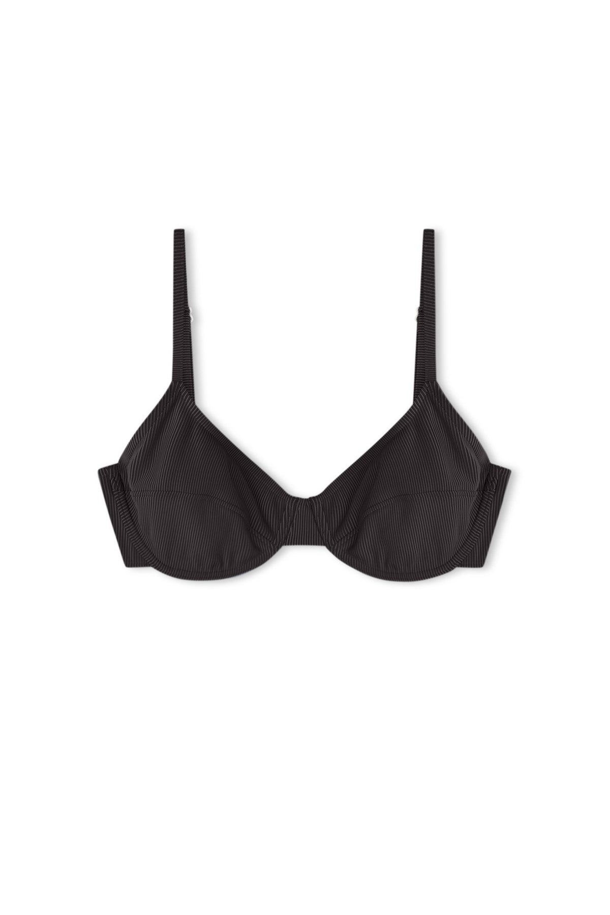 Signature Stripe Balconette Bra Cup Top - Smoky Brown