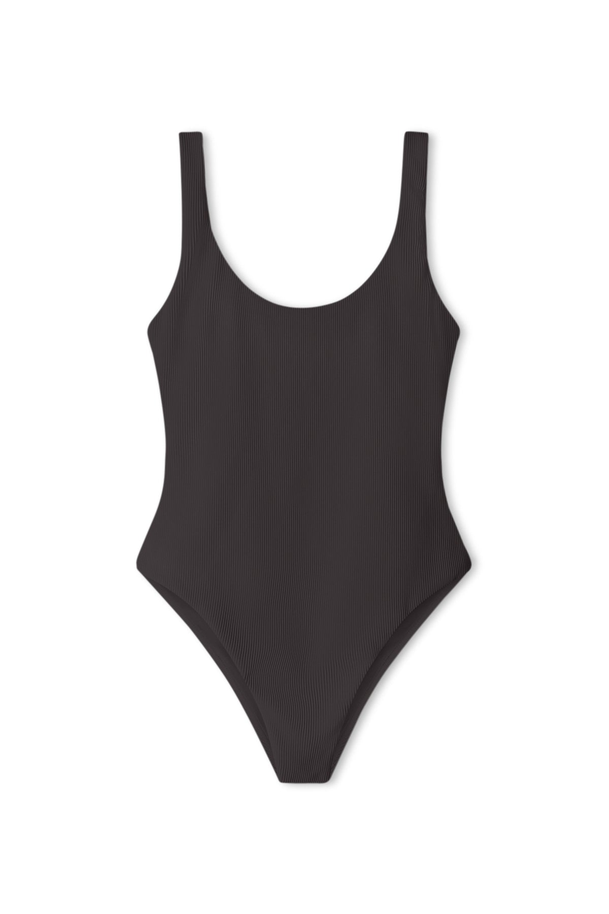 Signature Stripe Scoop One Piece - Smoky Brown