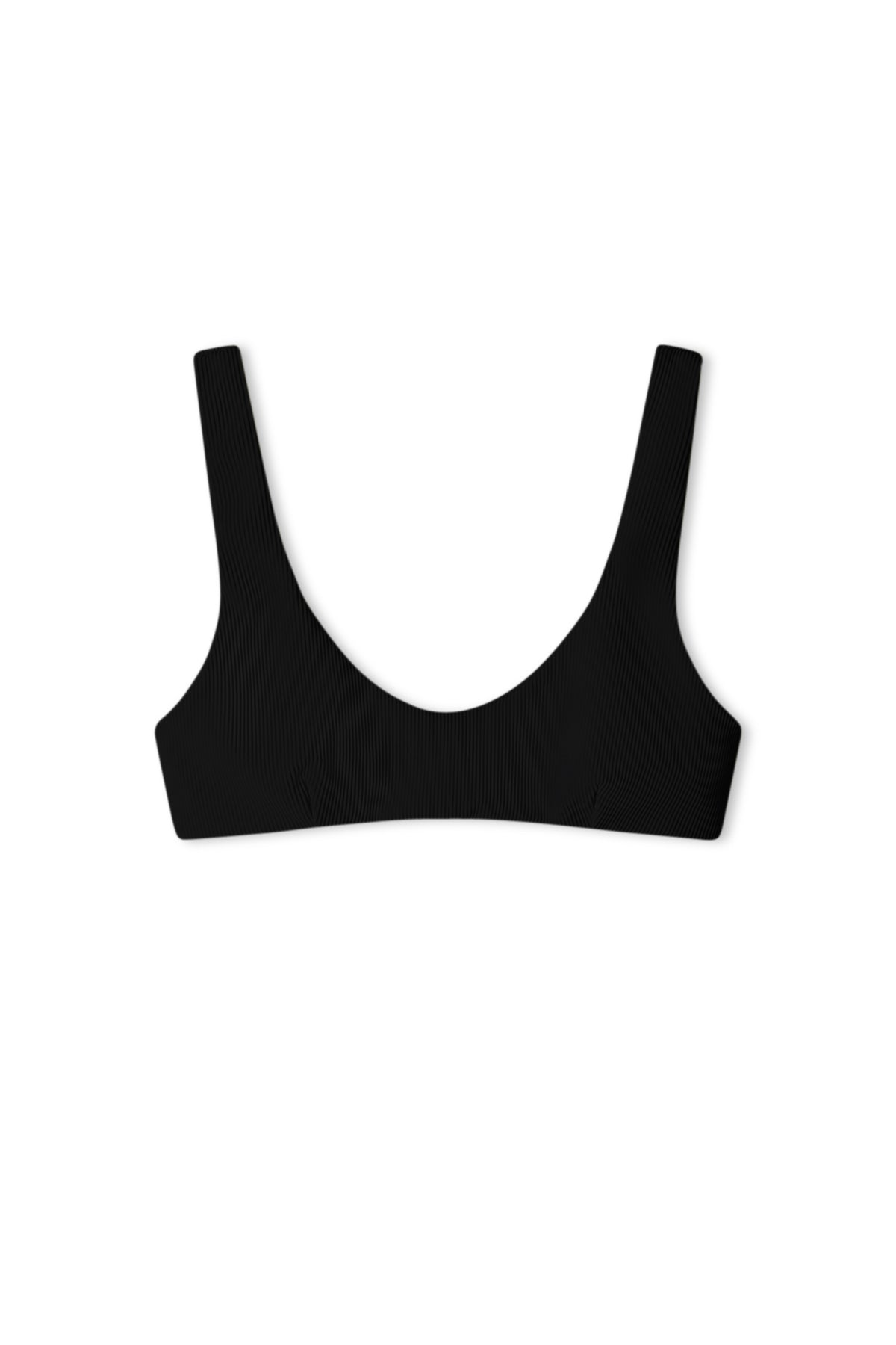 Signature Stripe Scoop Bralette Top - Black