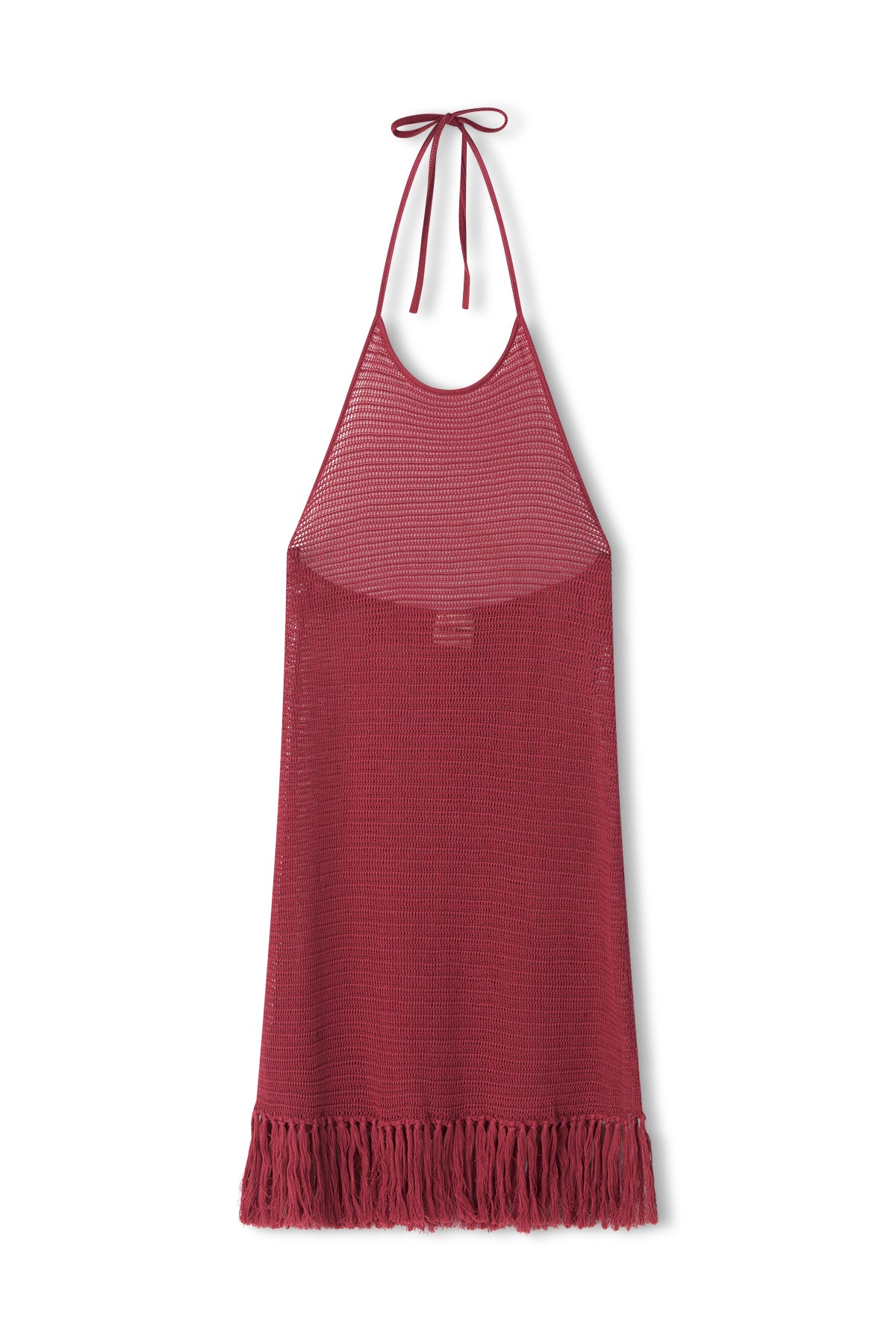Cotton Knit Halter Dress - Berry