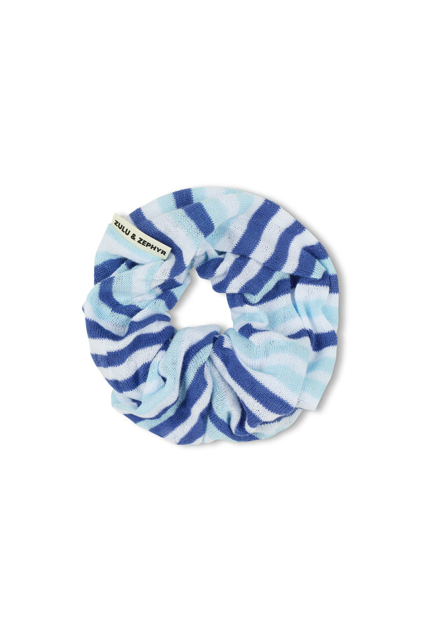 Large Knit Scrunchie - Blue Stripe