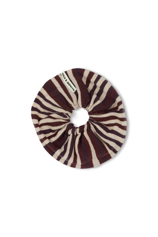 Large Knit Scrunchie - Chocolate Stripe